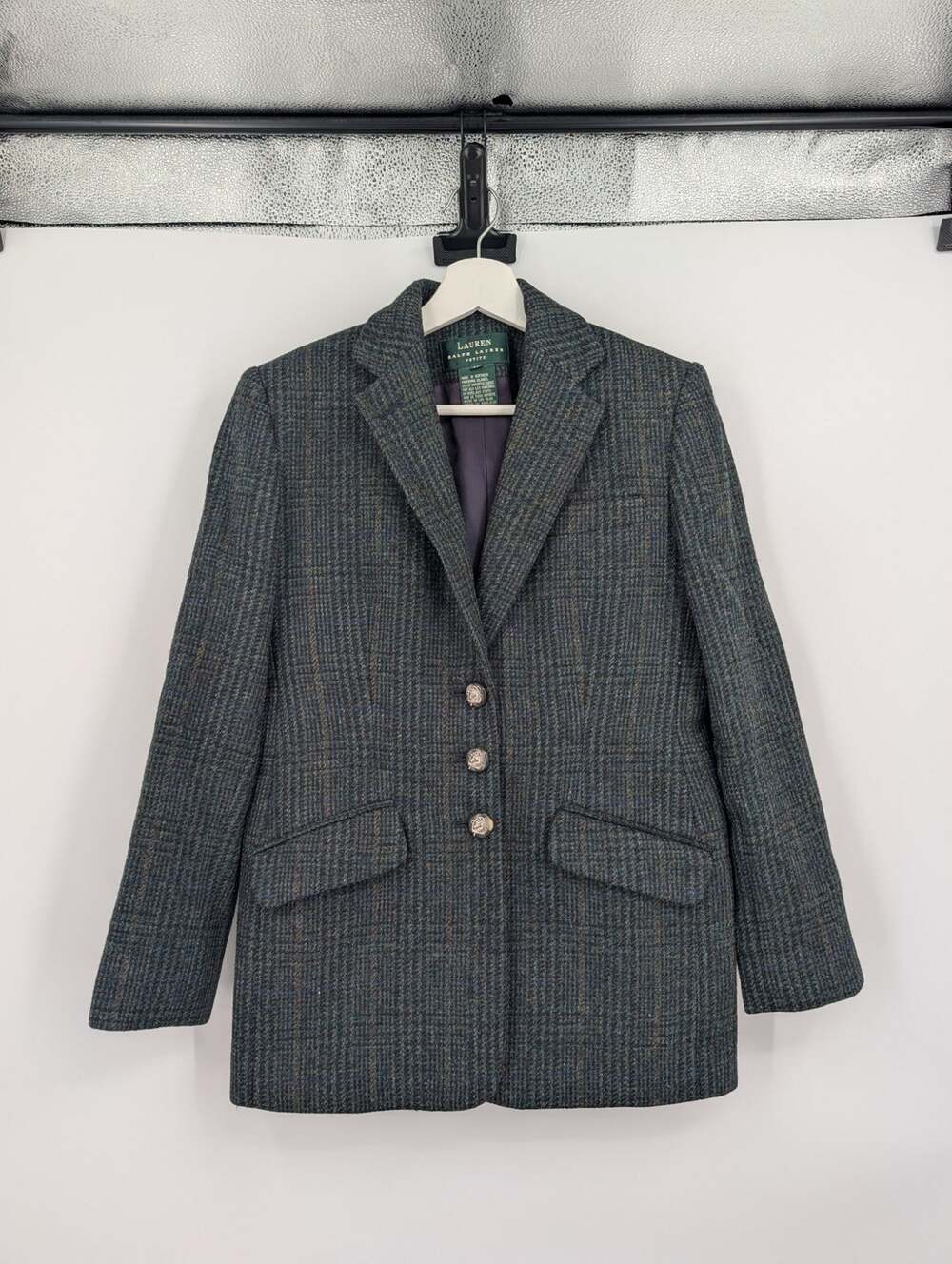 Lauren Ralph Lauren 100 Wool 4P 3 Horse Button Jacket Blazer Equestrian Academia
